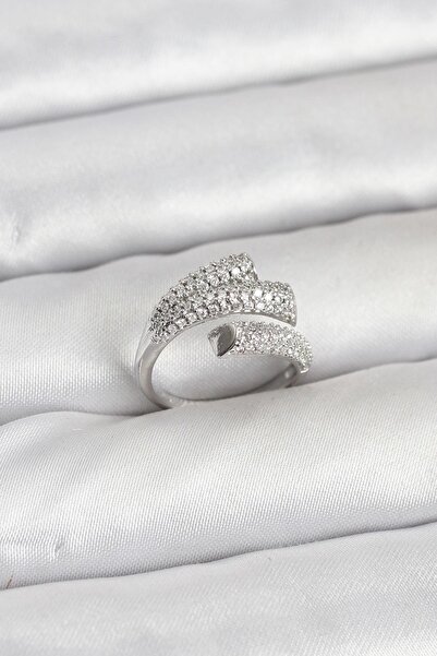 Inure Jewelry Silver Color Zircon Stone Brass Women's Ring