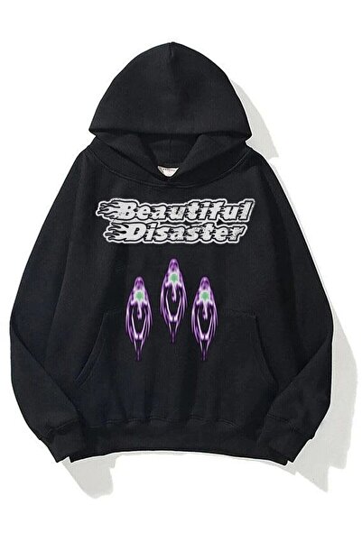 donamod Unisex Beautiful Disaster Sweatshirt Black Trndz1355