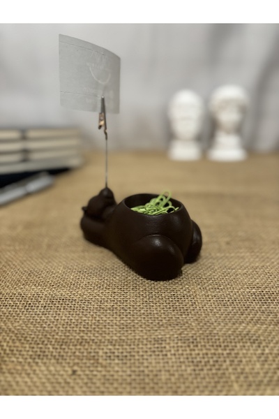 PAYATASARIM Concrete Office Set Teddy Bear Note Holder and Paper Clip Holder