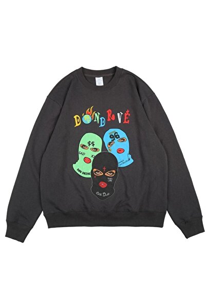 donamod Mască neagră Dondrve 3 pentru bărbați cu imprimeu supradimensionat gu...