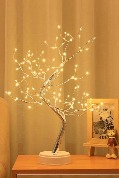 Buffer ® Masaüstü Peri Ağaç LED Lamba – Gün Işığı Rengi, 3 Kademeli Işık Ayar...