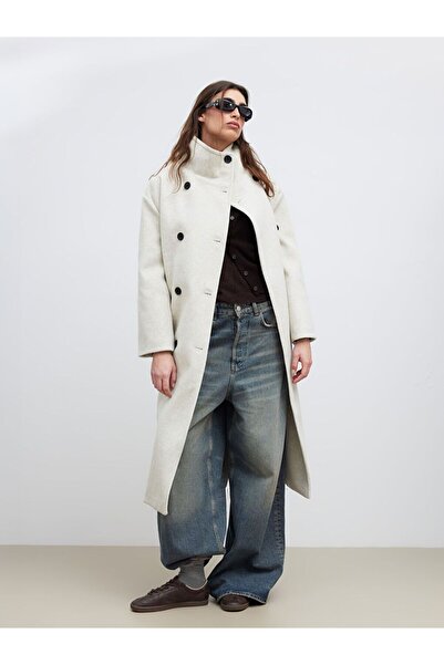 LC Waikiki Stand Collar Women's Stamp Coat