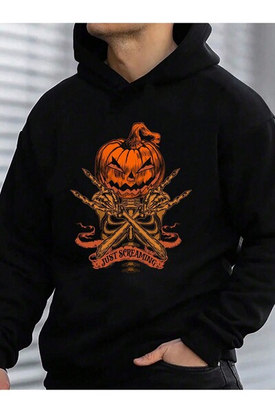 donamod سويت شيرت بقلنسوة بطبعة الهالوين من سلسلة Coko