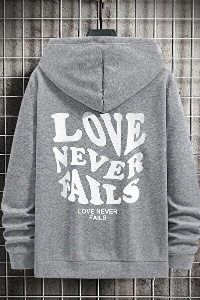donamod Hanorac unisex Love Never Fails Back Print KP-Black-Love (spate)