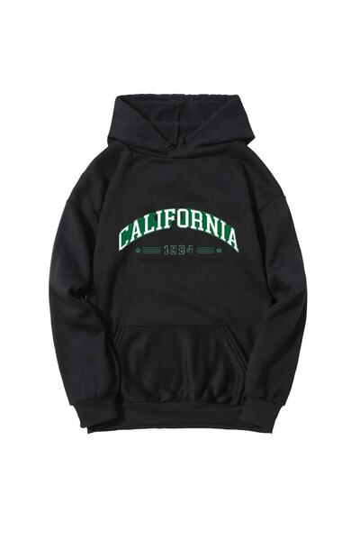 donamod Unisex Black California 1984 cu imprimeu supradimensionat Swea tricou...