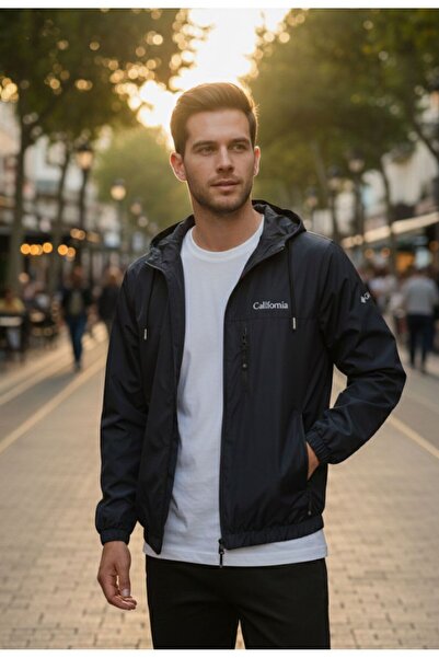 Smoke Erkek Yağmurluk Kapüşonlu Spor Erkek Mont
