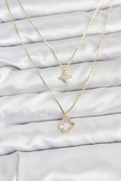 Inure Jewelry قلادة نسائية من النحاس بلون ذهبي على شكل ورقة البرسيم، طقم من ق...