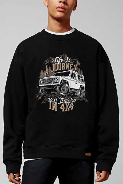 donamod Hanorac negru supradimensionat Offroad 4x4 Adrift154