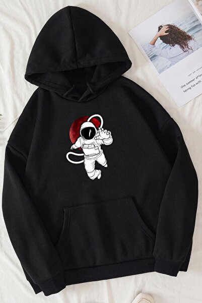 donamod Hanorac unisex cu imprimeu astronaut KPP-negru-NSAstranot