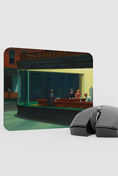 mousepad bastir لوحة ماوس Nighthawks Night Birds Tablo Hopper V5 مقاس 22 × 18...