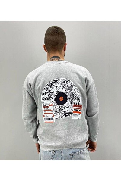 donamod Grafiță gri pentru bărbați cu imprimeu supradimensionat guler rotund ...