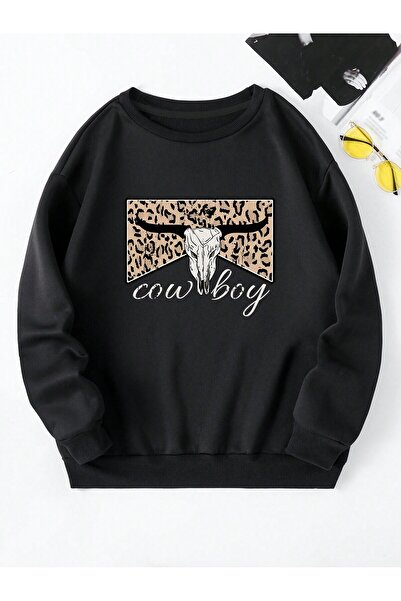 donamod Pulover termic cu leopard și litere din seria Coke