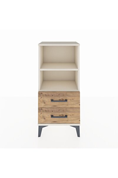 HUK Arden Komodin 2 Raflı 2 Çekmeceli Aytaşı-Çam 44x30x96 cm