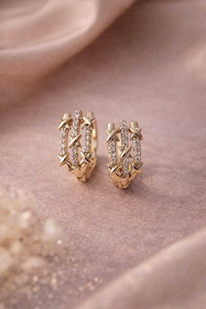 sheenez XUPING JEWELRY Gold Kaplama Zirkon Taşlı X Çelik Küpe