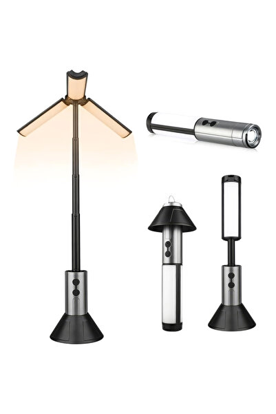 Cady One مصباح تخييم تلسكوبي مزود بإضاءة LED وخطاف تعليق، قابل لإعادة الشحن ع...