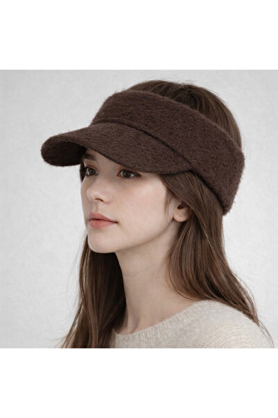 laviyonsa Open Top Mohair Fabric Visor Hat with Visor