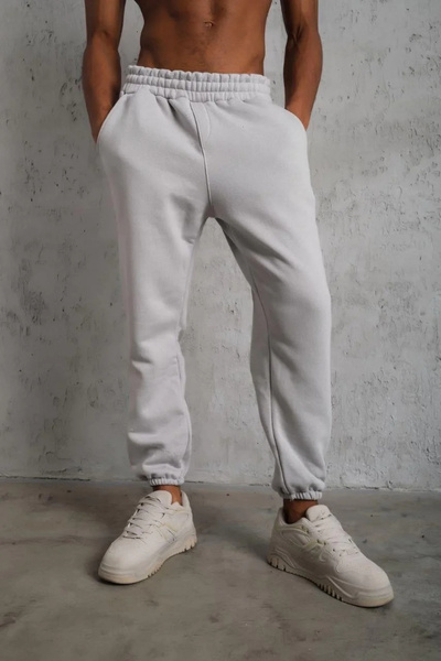 IVORA WEAR Men's Three Thread Bottom Sweatpants with Elastic - Gray