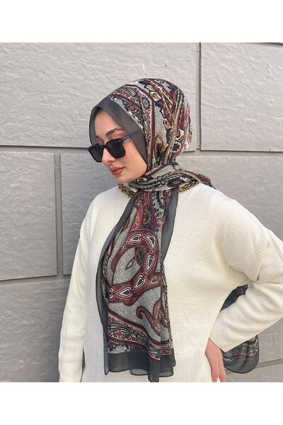 Bezm-i Has شال نسائي بنمط عرقي من القطن الناعم، شال حجاب