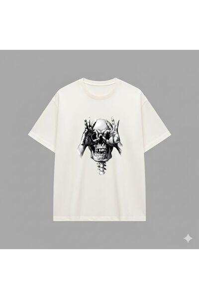 CLASSY.MODA Μπλουζάκι Unisex Oversize με στάμπα Eye Illusion Skull