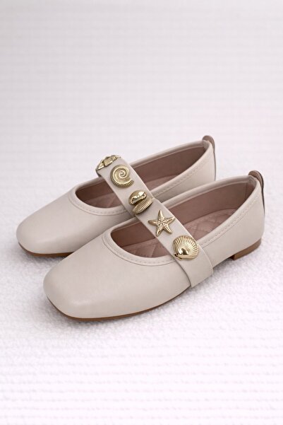 Moda Frato Stella Seashell Belted Ballerina Casual Women's Shoes Mary Jane Ho...