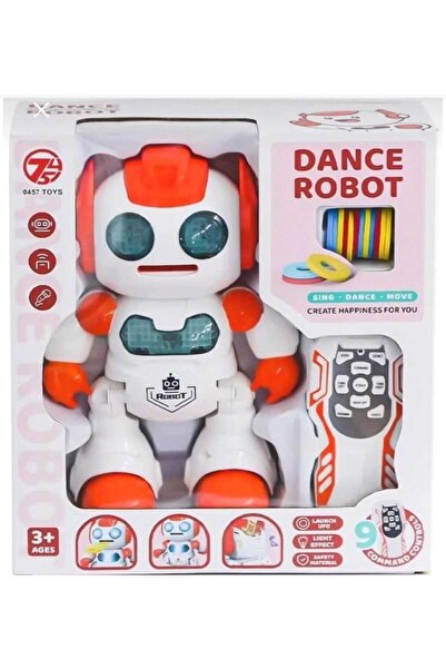 aksooytoys Işıklı Müzikli Uzaktan Kumandalı Disk Atan Robot Turuncu Renk