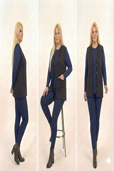 onno style women Patterned Classic Knitted Buttoned Vest