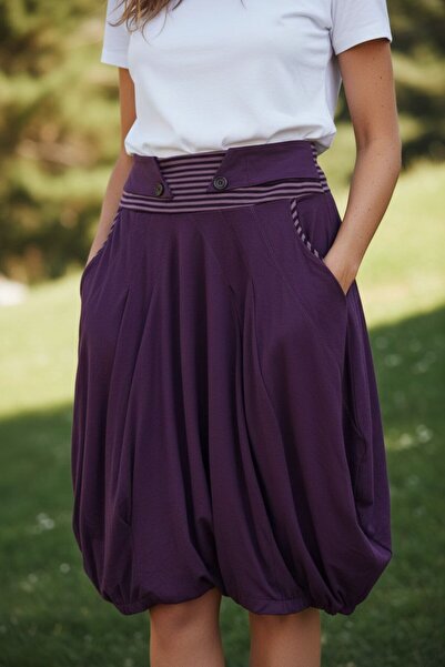 SHAHD FASHOIN Kadın Rahat Kesim Bsıklı Etek