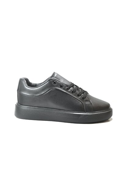 Onlo Ayakkabı 25A.915 Black & White Thick Sole Lace-Up Sneaker Men's Shoes