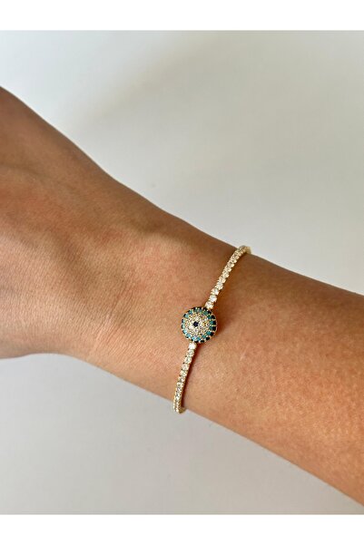 Charmist Çelik nazar boncuklu zirkon lastik bileklik