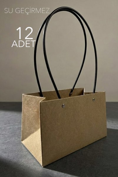 OLİ Art Dekoratif Kraft Çiçek Taşıma Torbası 10 Adet 21x11cm YATAY | Su Geçirmez Model
