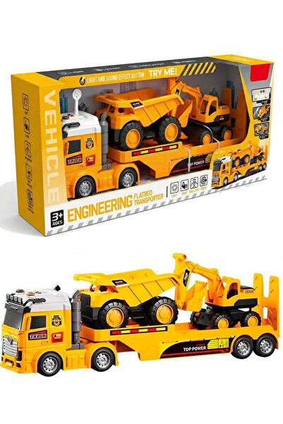 REZZOSS لعبة شاحنة نقل مواد البناء للأطفال، شاحنة قلابة مسطحة صفراء اللون