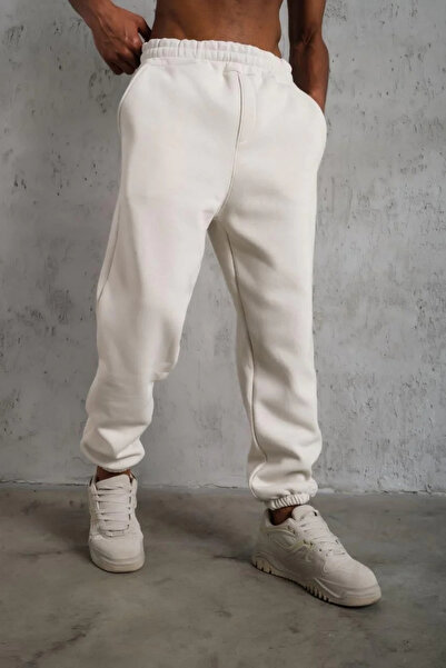 UMAYla Men's Three Thread Bottom Tracksuit with Elastic - White