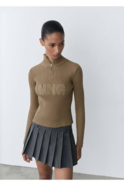 MANGO Woman Pullover mit Perkins-Kragenlogo