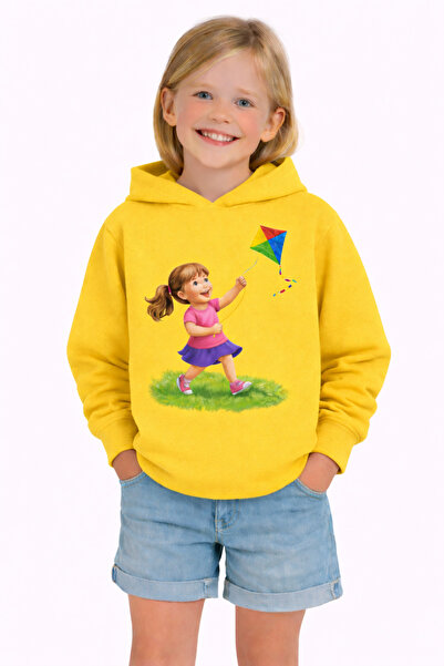 ArtYus Uçurtma cu imprimeu 3 İplik Ş cu căptușeală din fleece K cu glugă Tran...