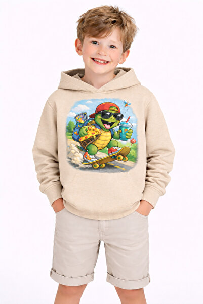 ArtYus Turtle cu imprimeu 3 İplik Ş cu căptușeală din fleece K cu glugă Hanor...