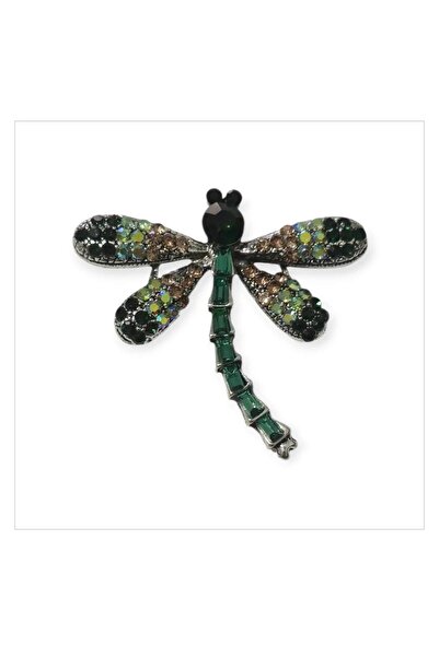 ESJ Kristal Zirkon Taş Yeşil Yusufçuk Kadın Broş Ebat: 3,5*4,7 cm