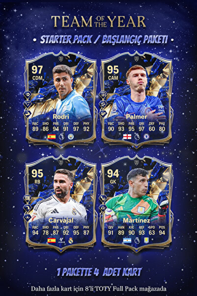 BERKANTTP حزمة FC 25 TOTY للمبتدئين - 4 بطاقات FUT