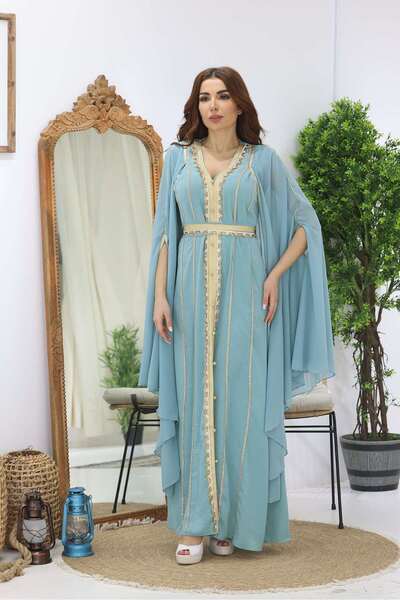 modern designer Elegant Eid jalabiya with a flared skirt