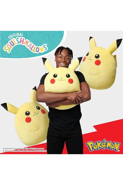 Cici Oyuncak Squishmallows Pokemon 50 cm Pikachu Plush Ultrasoft Pikaçu Figür...