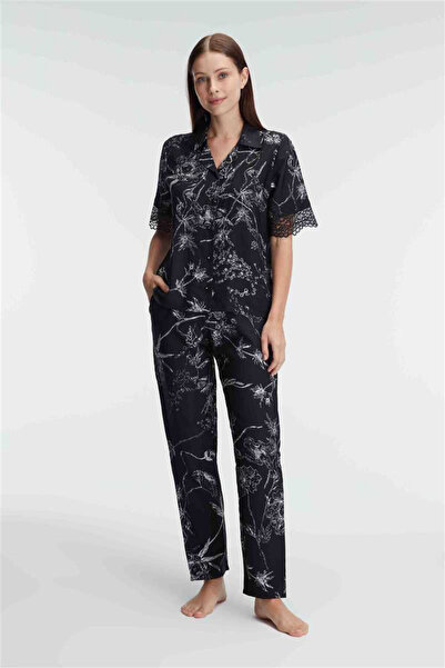 Motto10 butik Half Sleeve V-Neck Women Viscose Floral Patterned Summer Woven ...