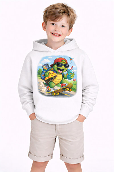 ArtYus Turtle cu imprimeu 3 İplik Ş cu căptușeală din fleece K cu glugă Hanor...