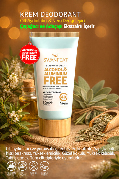 SWANFEAT Alüminyumsuz Krem Deodorant Alkolsüz Ter Kokusu Önleyici Aydınlatıcı...