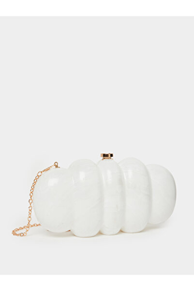 Styli White Acrylic Clutch with Chain Strap