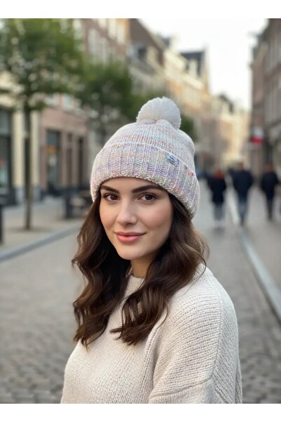 CANMODA Căciulă tricotată din lână în interior, în mai multe culori albe - FO...
