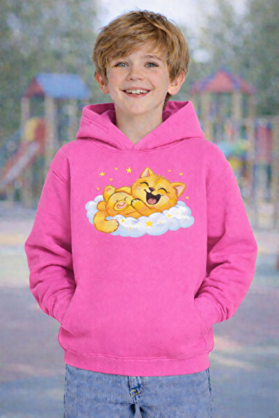 ArtYus pisică cu imprimeu 3 Yiplik Ş cu căptușeală din fleece K cu glugă Tran...