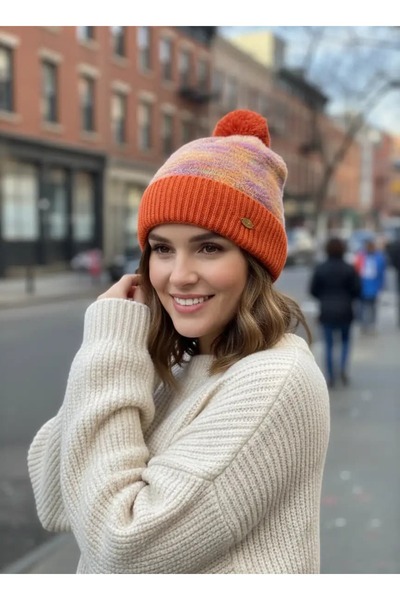 CANMODA Orange Colored Knitted Beanie - Fo 2738