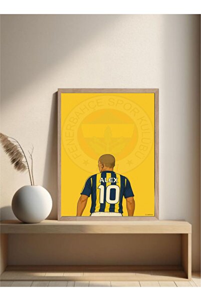 MOR TABLO Fenerbahçe Alex De Souza Ahşap Çerçeveli Tek Parça Dekoratif Tablo