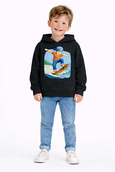 ArtYus Skateboard cu imprimeu 3 Thread Ş cu căptușeală din fleece K cu glugă ...