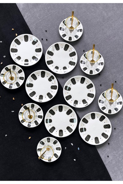 ers erbaşlar Zarafet Gold Decorated 18 Piece Presentation, Dessert, Cake and ...