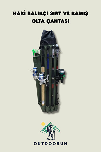 Outdoorun Haki Balıkçı Sırt ve Kamış Olta Çantası